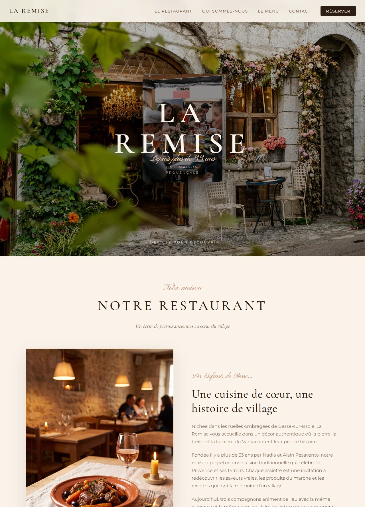 Aperçu du site La Remise : restaurant provençal, façade fleurie